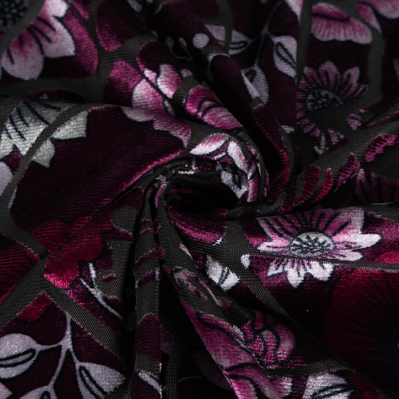 Nylon Polyester Spandex Uitgebrande bedrukte Koreaanse fluwelen stof 282